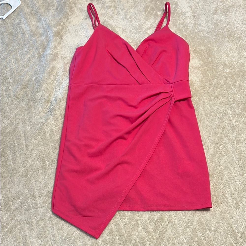 Hot Pink Wrap Cocktail Dress
